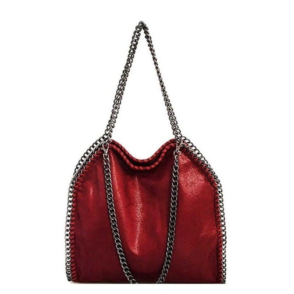 Women Wine Shoulder Handbags for Women Chained Tote Purse Ladies